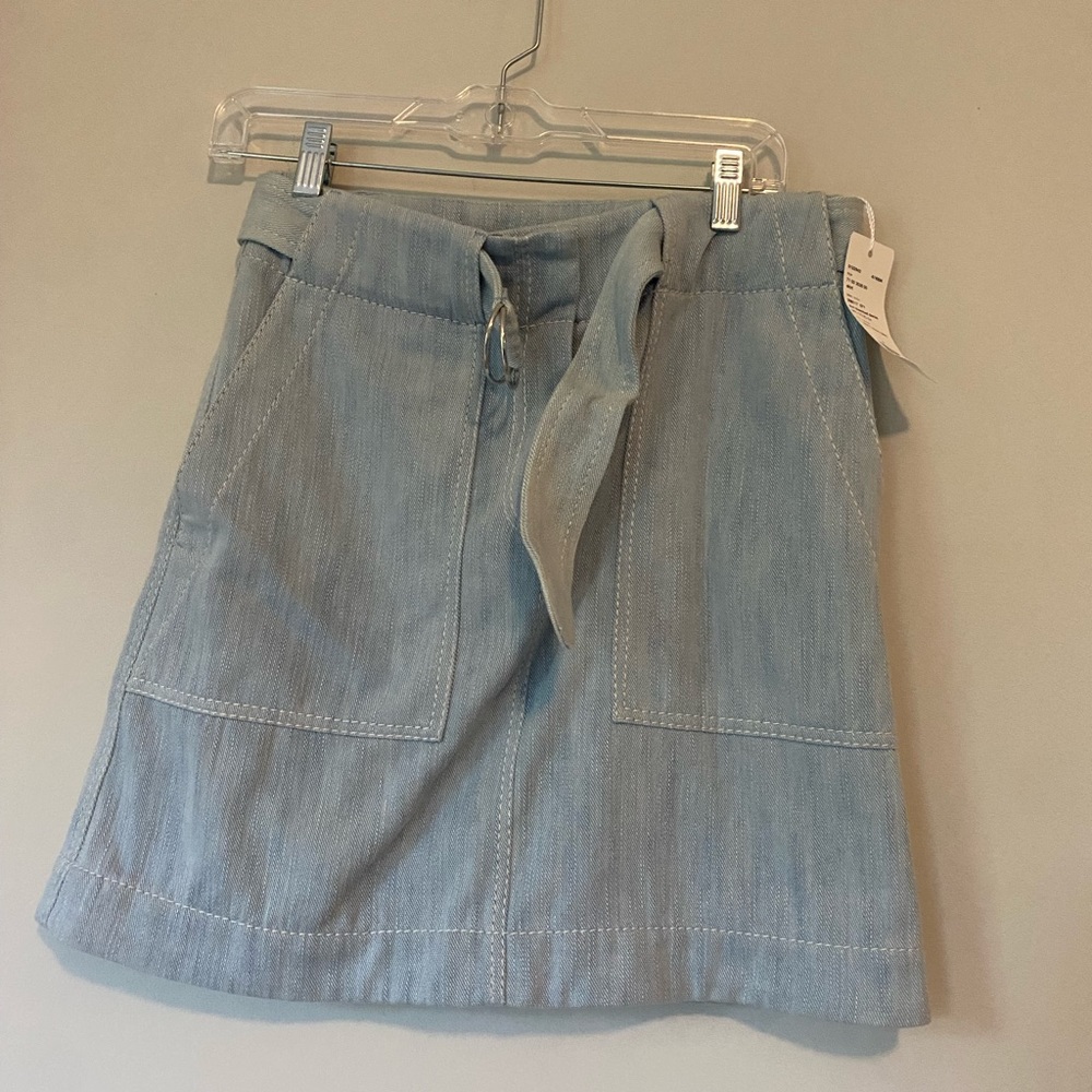 Akris Punto Sun Bleached Denim A-Line Mini Skirt with Belt New with Tags Size 6